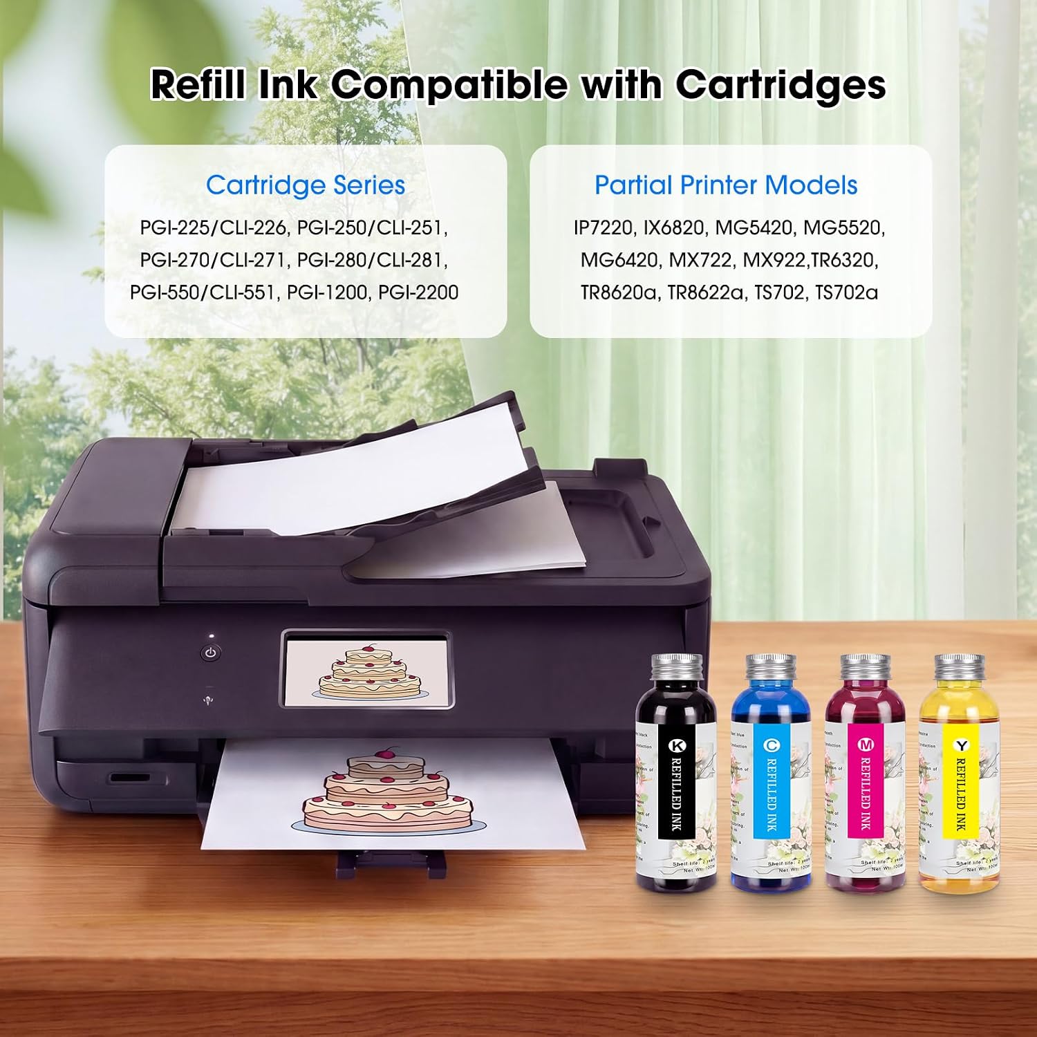 4×100ML Ink Refill Kit, 4-Pack BK C Y M Refill Ink for 280XL 281XL 270XL 271XL 250XL 251XL Cartridges, Compatible with Canon PIXMA TS702 TS702a TR8620a TR8622a MG5420 MG6820 MX922 Printers