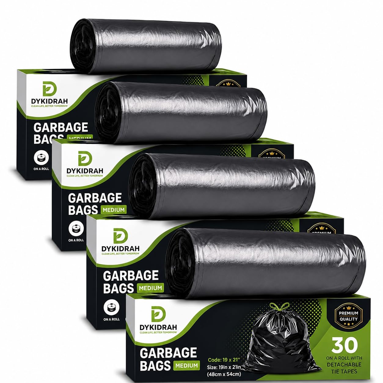 Garbage Bags Large 19x21 Inches | 120 Bags 4 Rolls | Leak Proof & Tear Resistant Trash Bags for Kitchen Home & Commercial Use | Heavy Duty Disposable Trash Bags | Without a Box-image-44