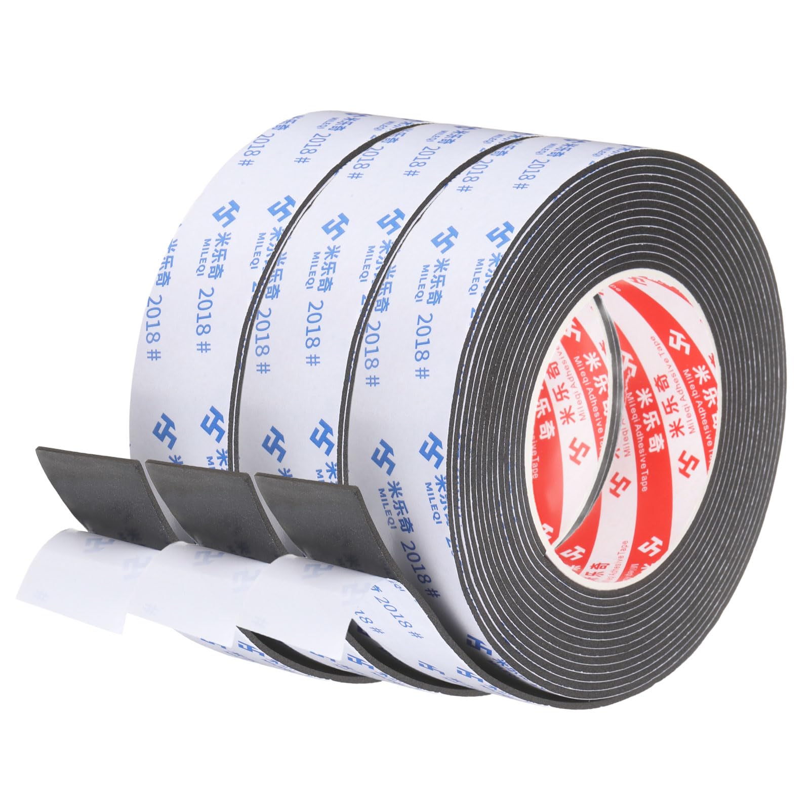 PATIKIL 3Roll Sponge Rubber Foam Tape, 3.5cm x 1mm x 5 Meters Self-Adhesive Foam Insulation Tape Weather Stripping for Window Door Soundproofing Weatherstrip AC Seal Strip, Black