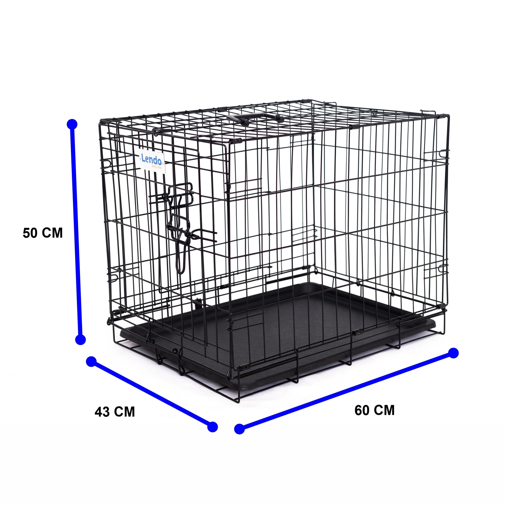 Cage pour chien avec bac inférieur pliable avec poignée - 2 portes et 2 serrures - Niche pour chien - Cage pour chien - Bac à litière pour chat - Acier extra robuste ! - Différentes