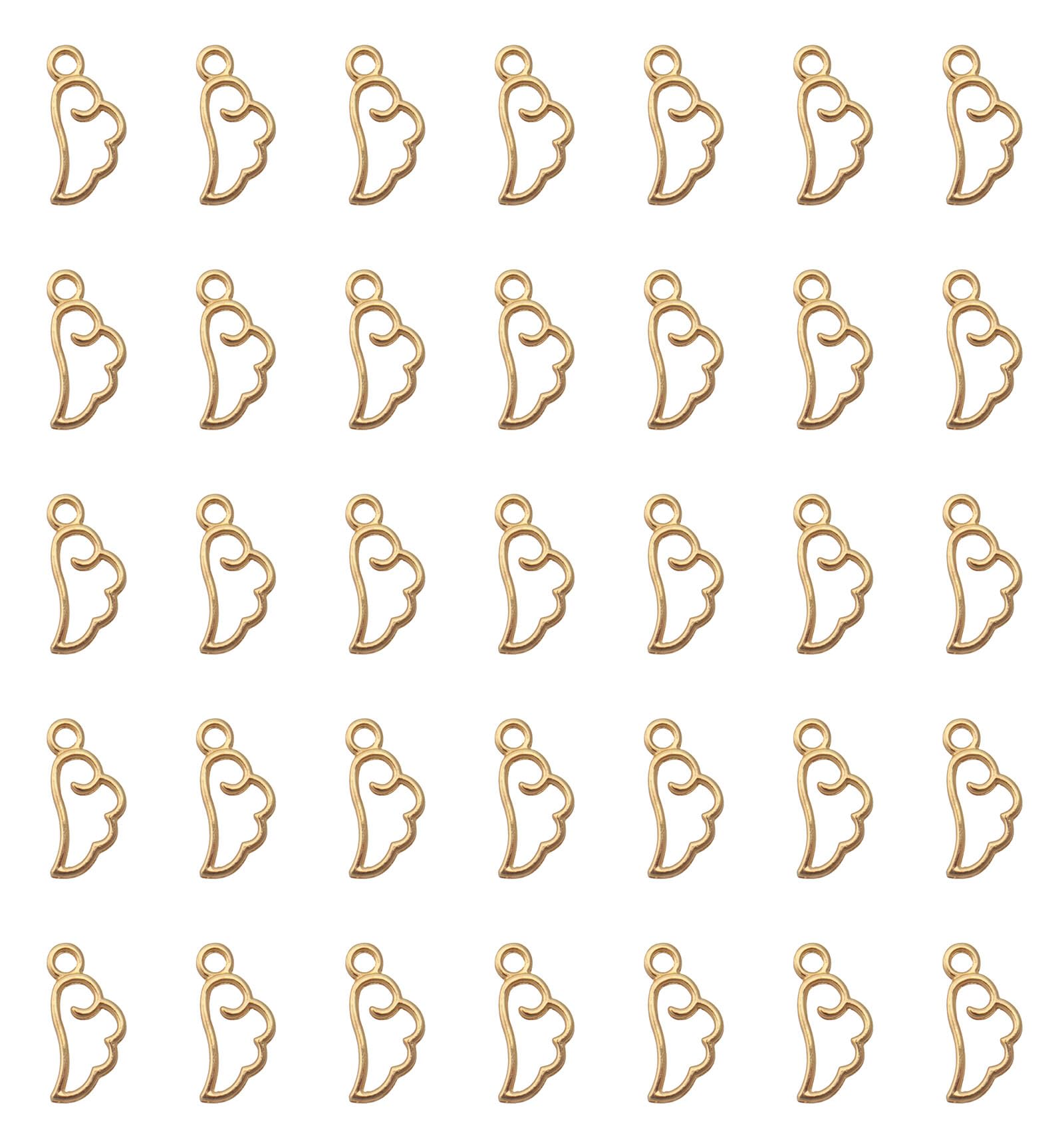 50 Pcs Small Wing Charms Hollow Angel Wing Chic 1.8 x 0.8 cm Pendants for DIY Crafting Project Jewelry Making Necklace Bracelet Bookmark Christmas Gift Supplies