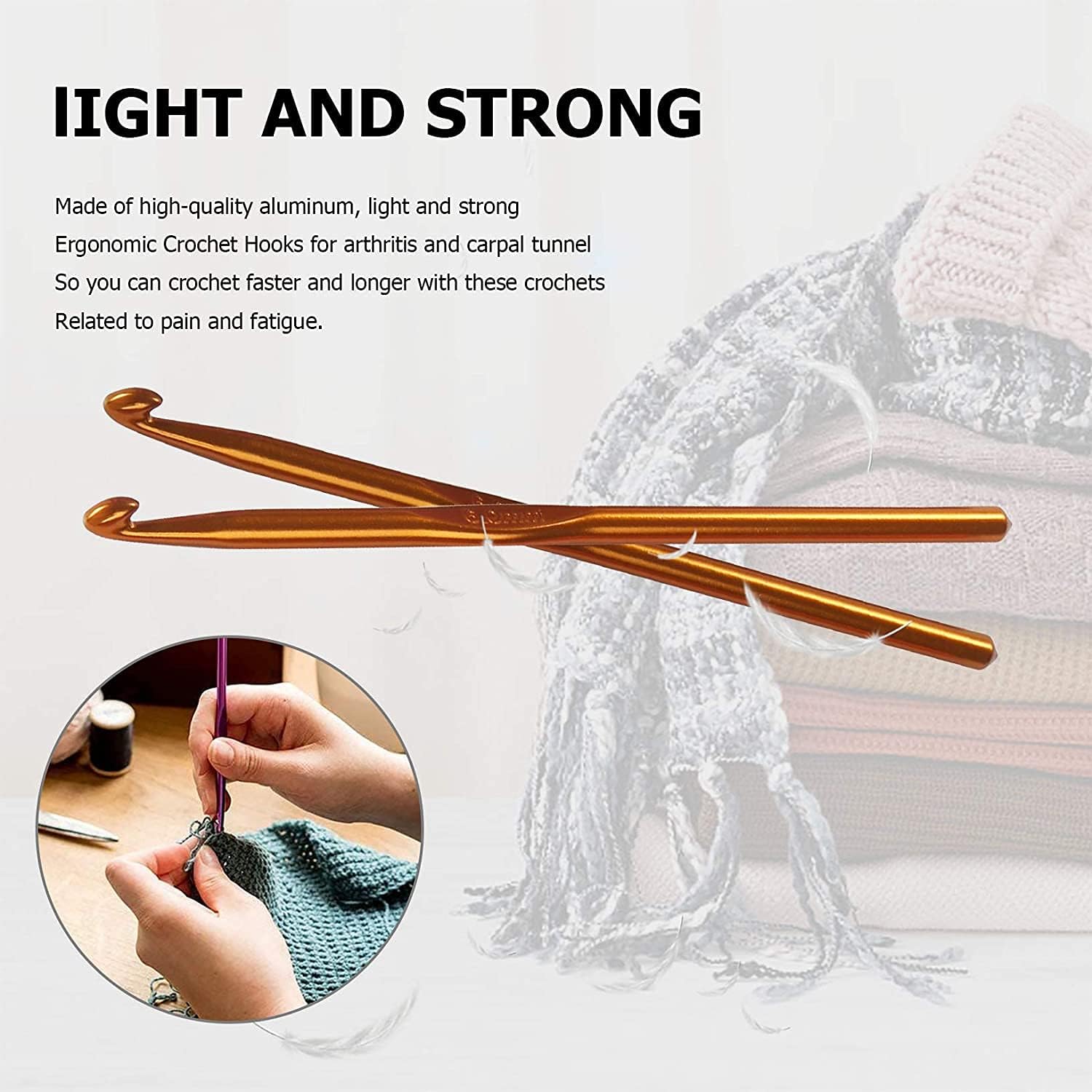 M Fabrics 12 Multicolor Aluminum Crochet Hook Knitting Needle Set for Sewing Craft Yarn Sweater Woolen Cloth (Size from 2.0mm to 8.0mm) - Set of 12pcs (MULTOCOLR Aluminium)