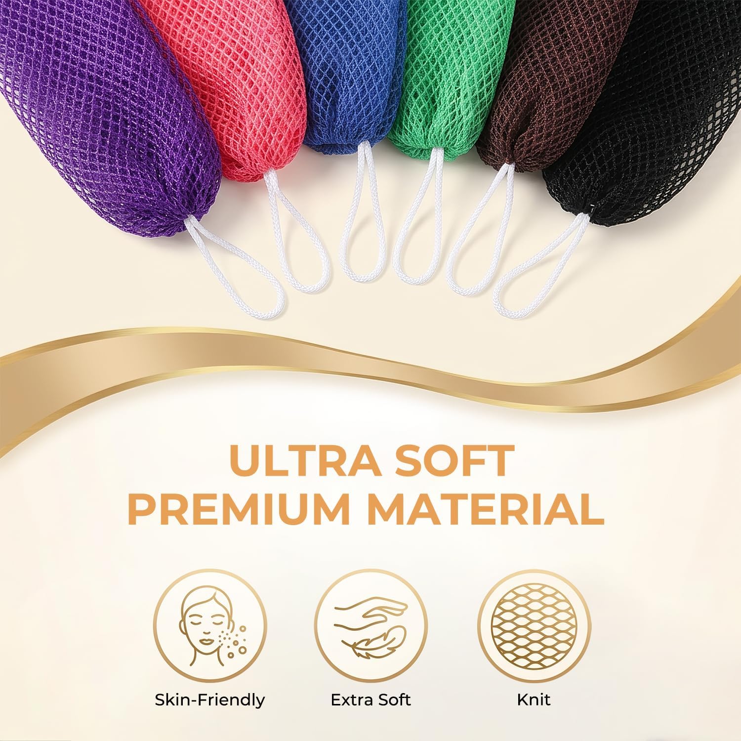 6‑Pack African Net Sponge Authentic, Exfoliating Shower Scrubber