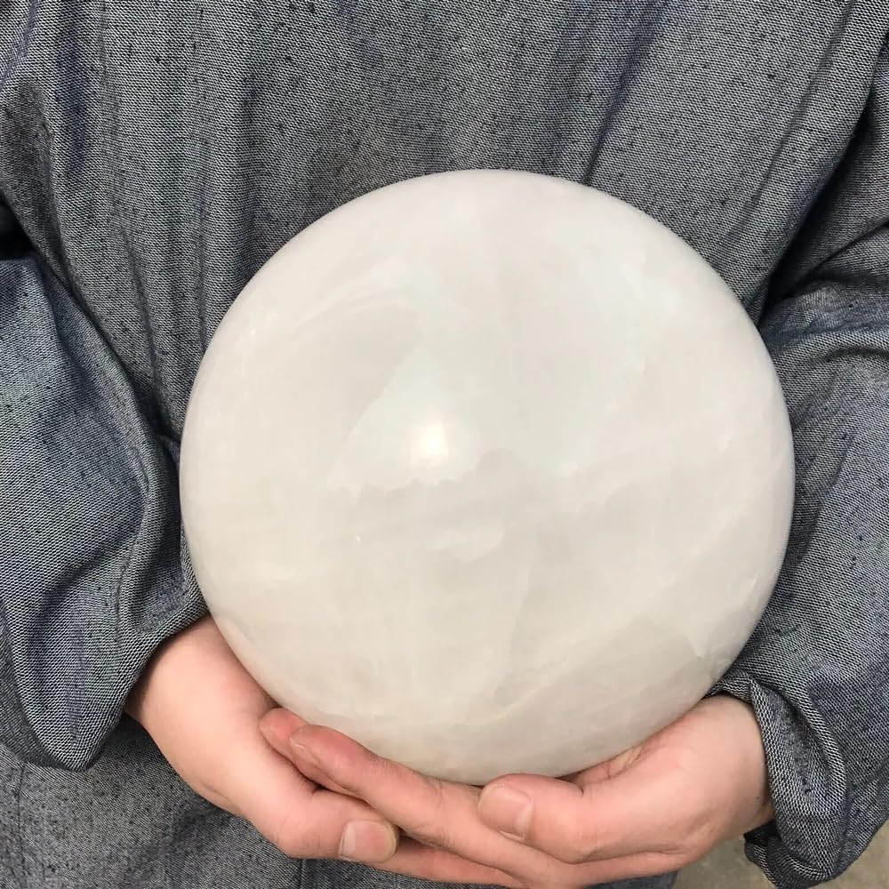 PKNVKZIDK Stone White Quartz Ball, Crystal, Decorative (Size:1-1.3kg)