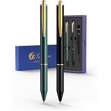 Elegant Retractable Click Gel Pen, Gel Fine Tip Luxury Metal Pen High Quality Fancy Pens, Writing Pens for Journaling Smooth Writing Archival Ink, Leak-Proof 2 Pens/Box + 2 Refills