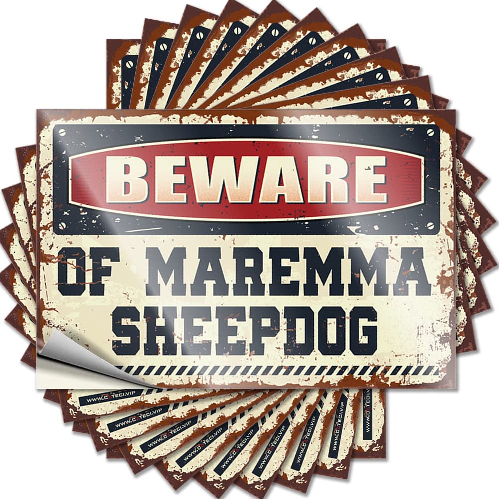 Funny Sticker Teen Decor Easy Apply | Beware of Maremma Sheepdog Neutral Helmet Peel and Stick(8X12CM)