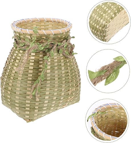 Miniatura 3 de Cesta de bambú para cocina, cesta de frutas, asas de mimbre blanco, tapa tejida, estilo aleatorio pequeño