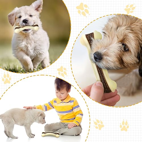Vista 20 de Sosation Juguetes para perros con forma de huesos para masticadores agresivos, paquete de 2 juguetes para masticar para cachorros, de nailon, sabor