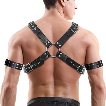 Mens Leather Body Harness Jockstrap PU Suspenders Shoulder Belt Strap Adjustable Buckle Cosplay Chest Garter Belt