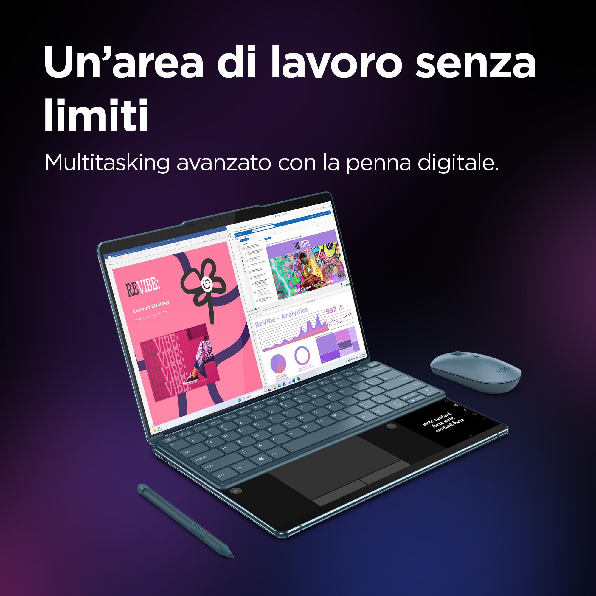 Lenovo Notebook Yoga Book 9 de 13,3 polegadas, tela sensível ao