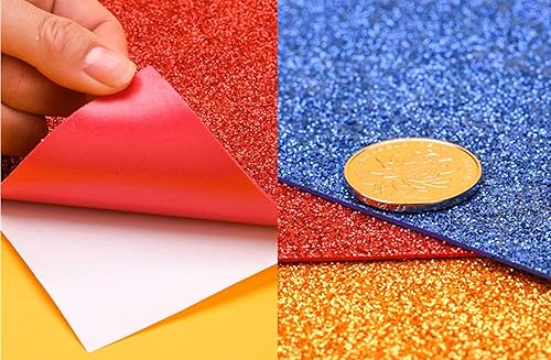 Vista 82 de 10 hojas de espuma con purpurina para manualidades, papel de cartulina A4, papel adhesivo autoadhesivo para construcción de Navidad, álbum de Azul