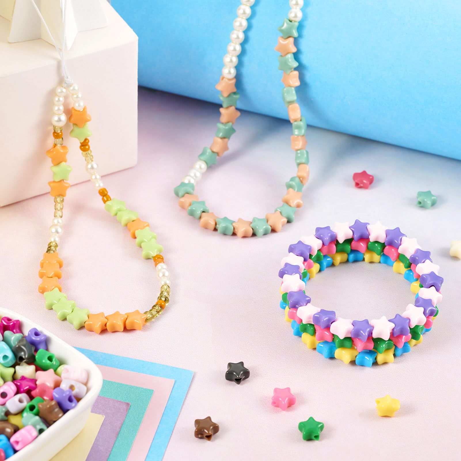 Amazon.co.jp: Cheriswelry 600個 アクリルスタービーズ 不透明星 