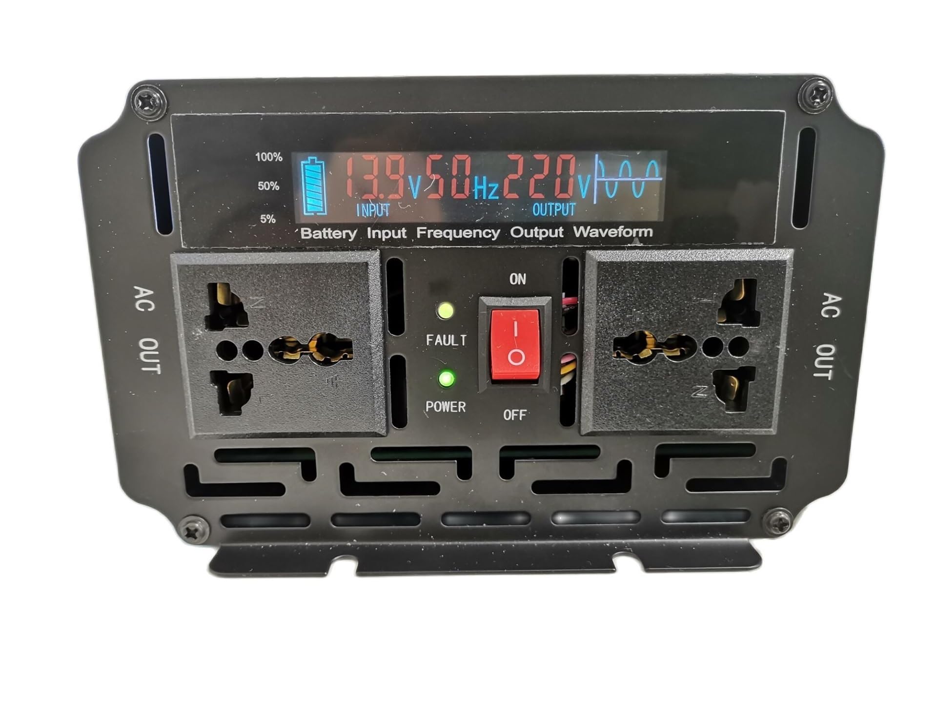Pantalla LCD 2000W DC 12V a AC 220V 50HZ Potencia 4000W Inversor UPS de Onda sinusoidal Pura(50HZ,24V-220V)