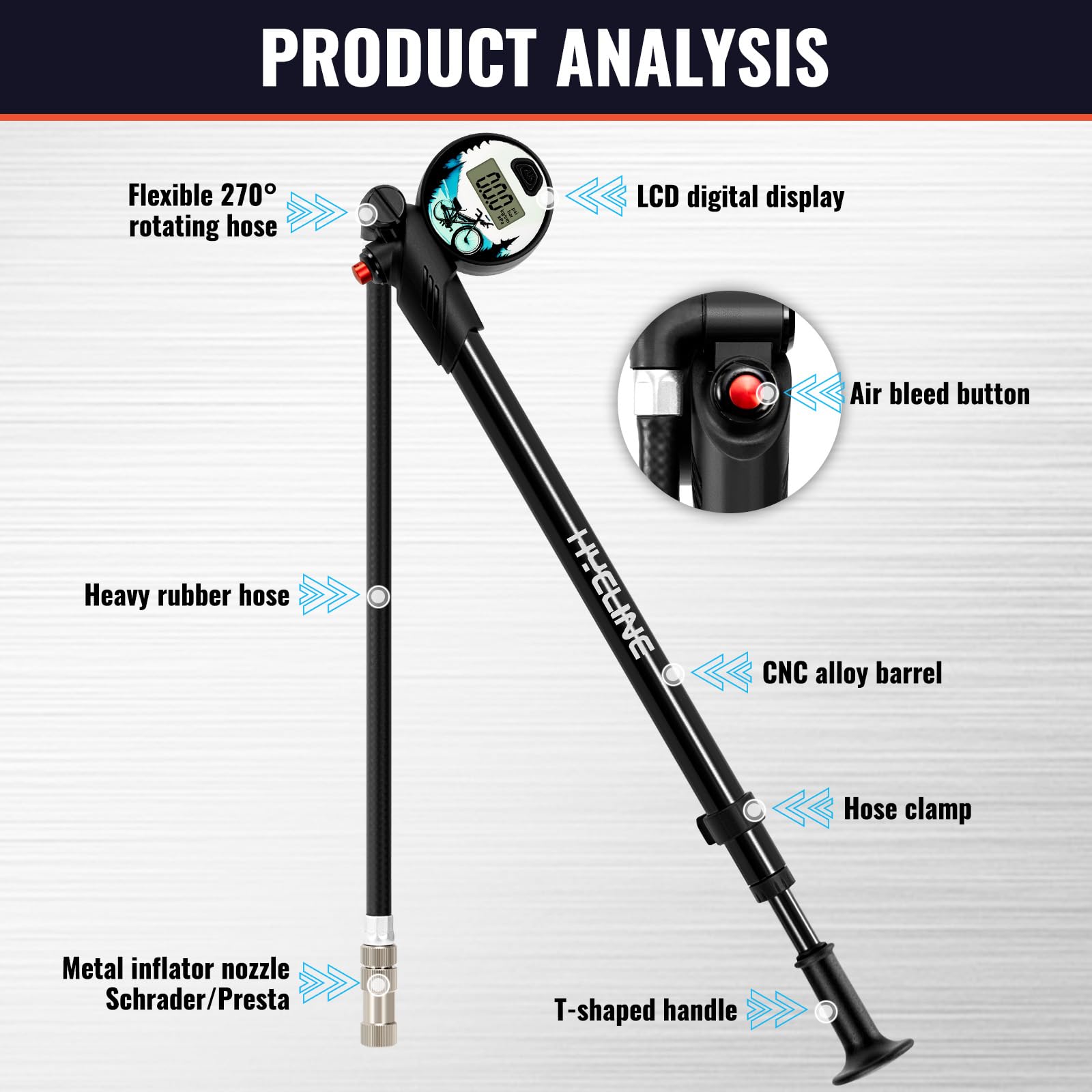 Hycline Shock Pump - MTB Suspension & Tire Inflation -5