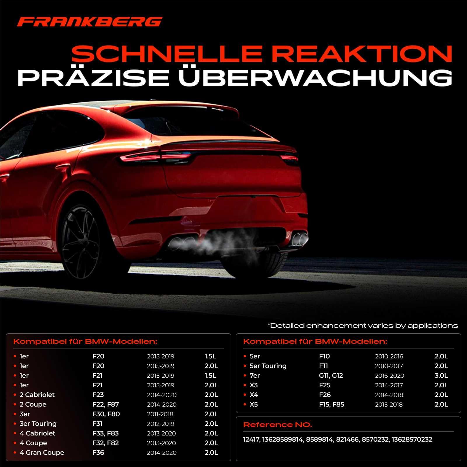 Frankberg Abgastemperatursensor Abgassensor Kompatibel mit 1er F20 1er F21 2 Coupe F22 F87 3er F30 F80 4 Coupe F32 F82 5er F10 7er G11 G12 X3 F25 Replace# 13628589814