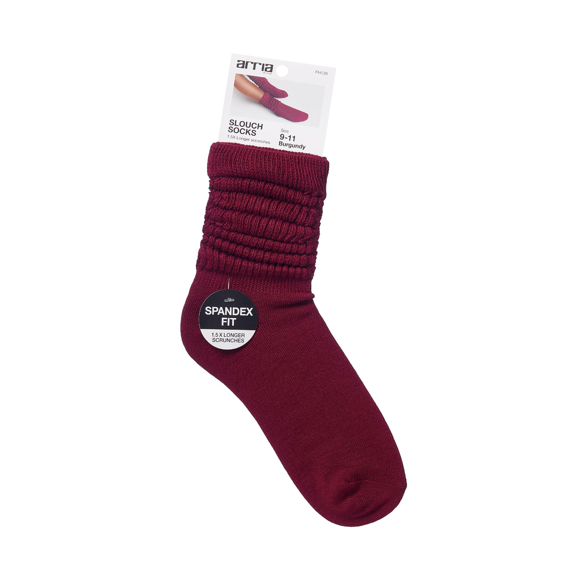ARRIA Slouch Socks – Women’s Cute Trendy, Soft Ribbed Medium Thickness, All Seasons, Classic Solid Colors, Boot Sock, Pilates Barre Yoga Wear, Breathable Cozy Wide Crew Socks (Large, Burgundy)