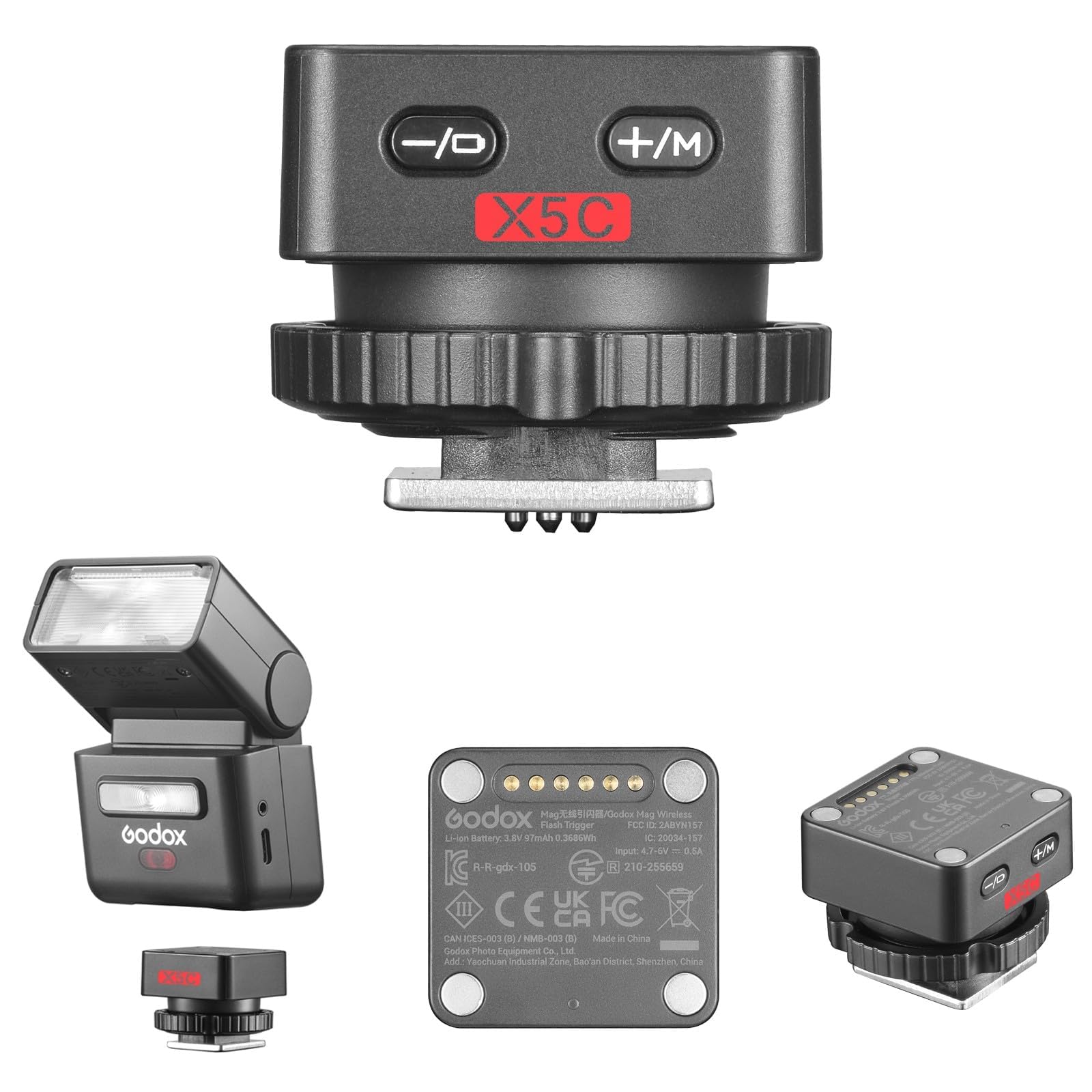 Godox X5-C TTL Déclencheur de Griffe sans Fil pour appareils Photo Canon, pour Mini Flash Godox iT32, télécommande 2,4 G TTL/HSS, Connexion magnétique