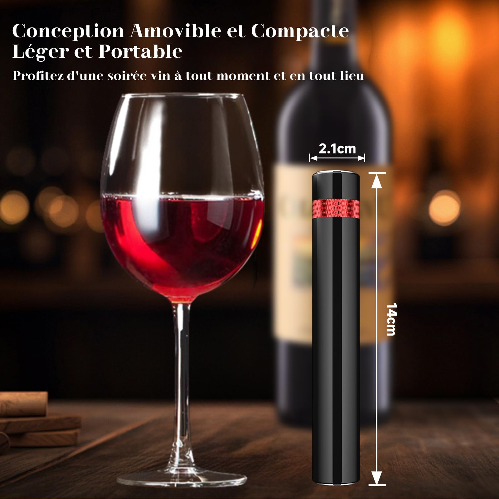 Elegear Tire Bouchon à Pression d'air 7S Décapsuleur Ouvre Bouteille Vin Portable