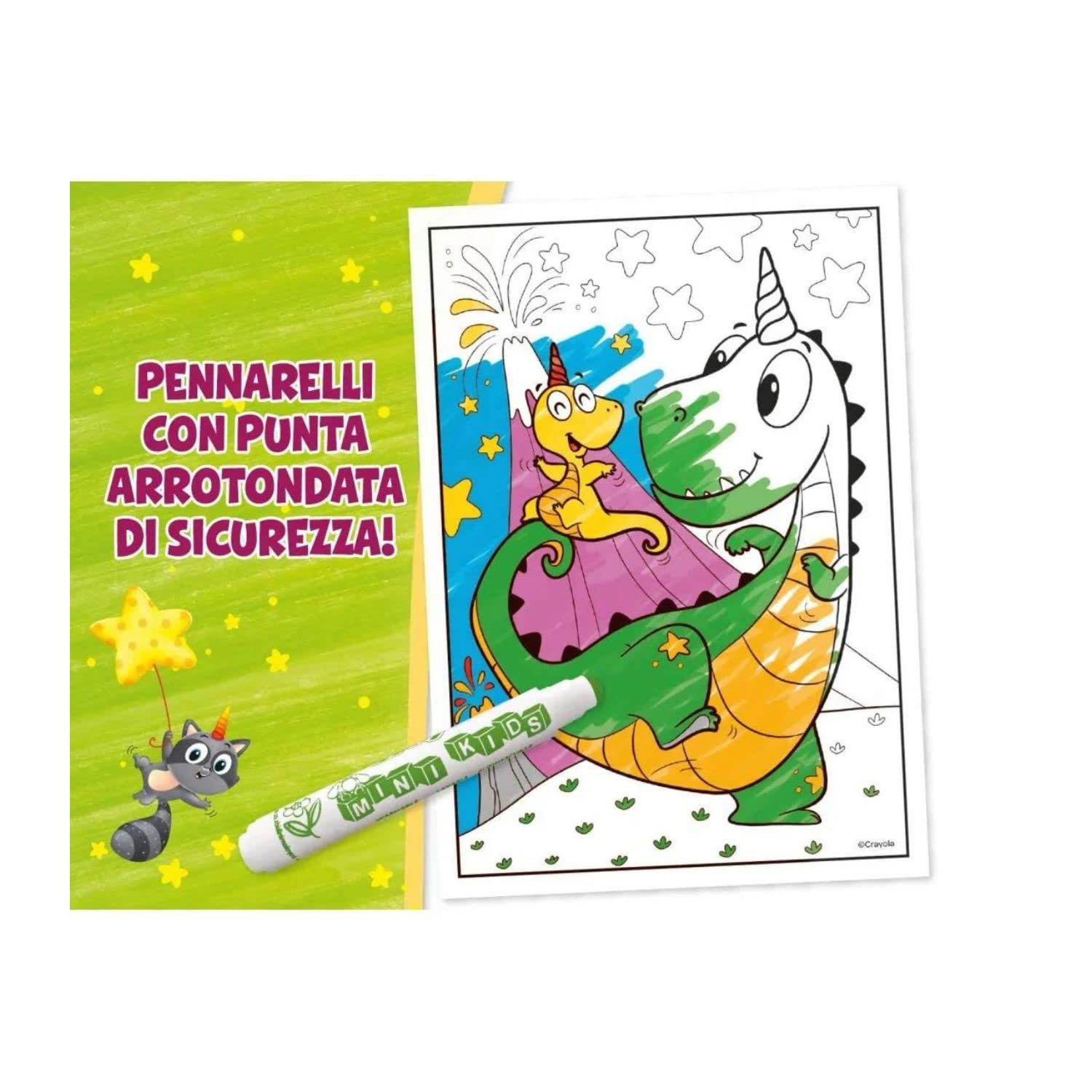 Crayola Mini Kids - Album z 18 kolorowankami w rozmiarze Maxi i 4 zmywalnymi markerami, kreatywna aktywność dla dzieci od 24 miesięcy, 25-1045G