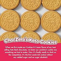 Vista 18 de ChocZero Galletas sándwich de chocolate keto con crema, Dunkies bajos en azúcar sin gluten (1 caja, 9 onzas)