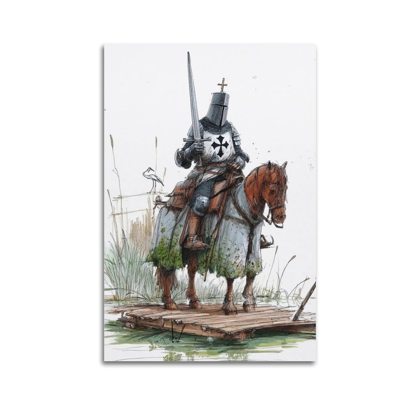 XKUGA Sacred Chivalry Poster Templar Knight Crusader Medieval Modern Decorative Canvas Prints - Ideal Wall Art for Family, Man Cave, Game Room, Boys & Girls Bedroom 12x18inch(30x45cm)