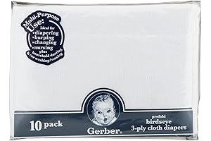 Gerber Birdseye 3-Ply Prefold Cloth Diapers, White, 10 Count: Essential Baby Diapering Solution