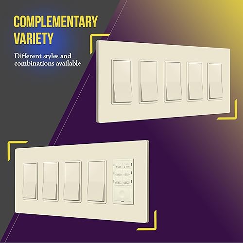 Miniatura 485 de ENERLITES SI8834-BK - Placa de pared decorativa sin tornillos, cubierta de enchufe segura, 4 entradas, 4.68 x 8.30 pulgadas (alto x largo), Negro