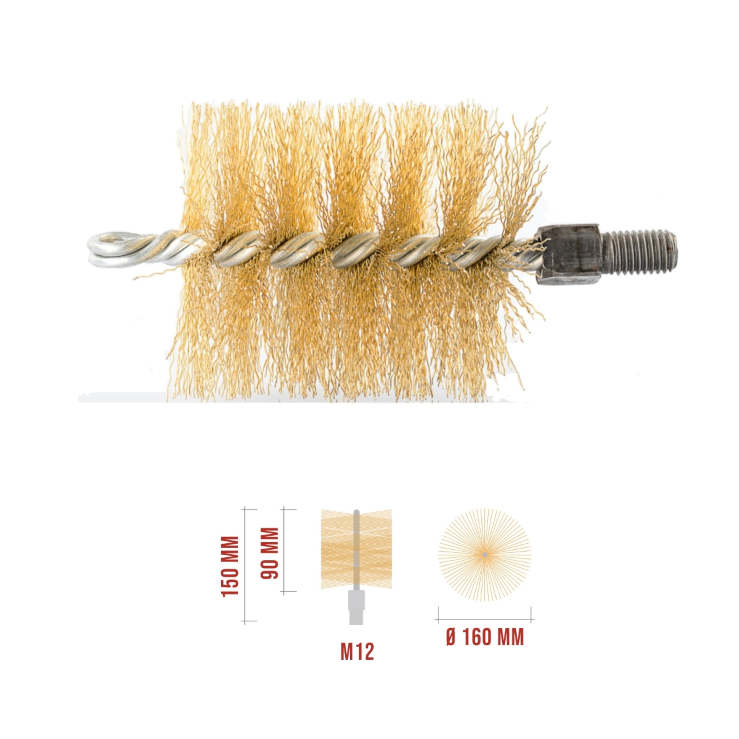 BARETTO Steel Flue Brush Diameter 160 mm β M12 Connection β Cleaning Fireplace Stove Boiler - 2