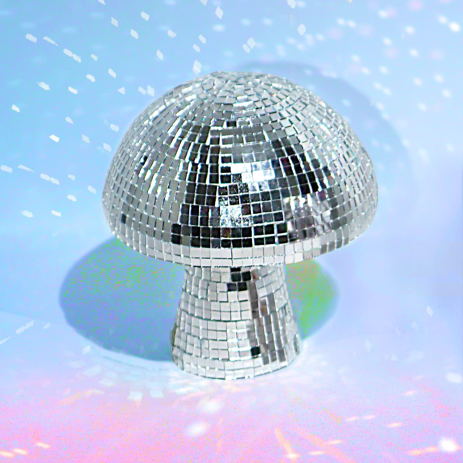 FunisFun Mushroom Disco Ball - Silver Mirror Glitter Disco Ball Lights for Party, Room, Table Decor, Art Decorations (3.2 X 4 in)