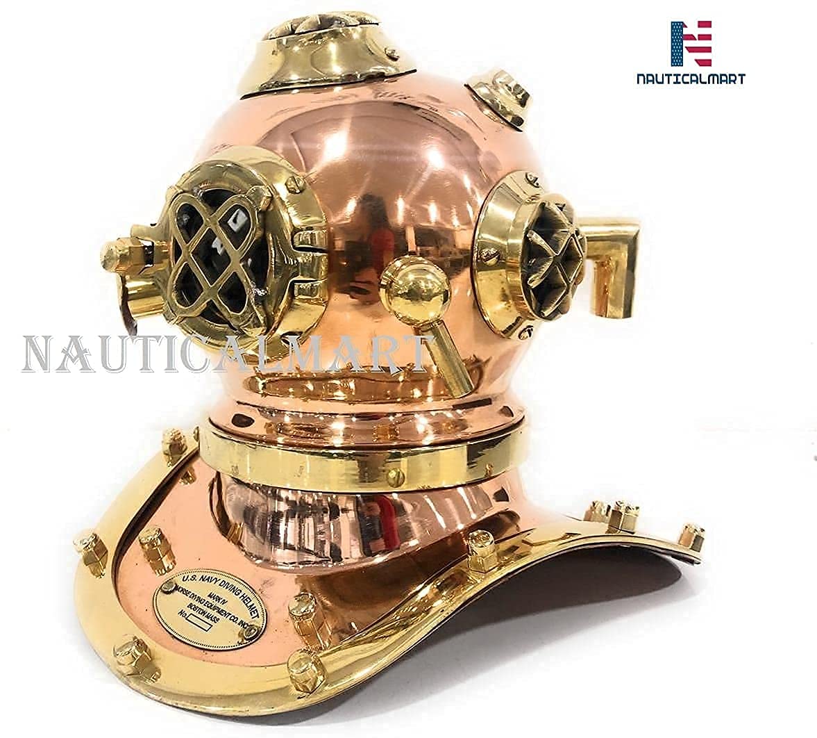 Copper Brass Divers Diving Helmet Miniature US Navy Helmet - Office Desk Decor/Shelf Decor