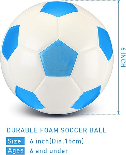 Miniatura 9 de Junkin 4 pelotas de fútbol de espuma suave para niños principiantes de 6 pulgadas, tamaño oficial 2 para interiores y exteriores, mini pelota de