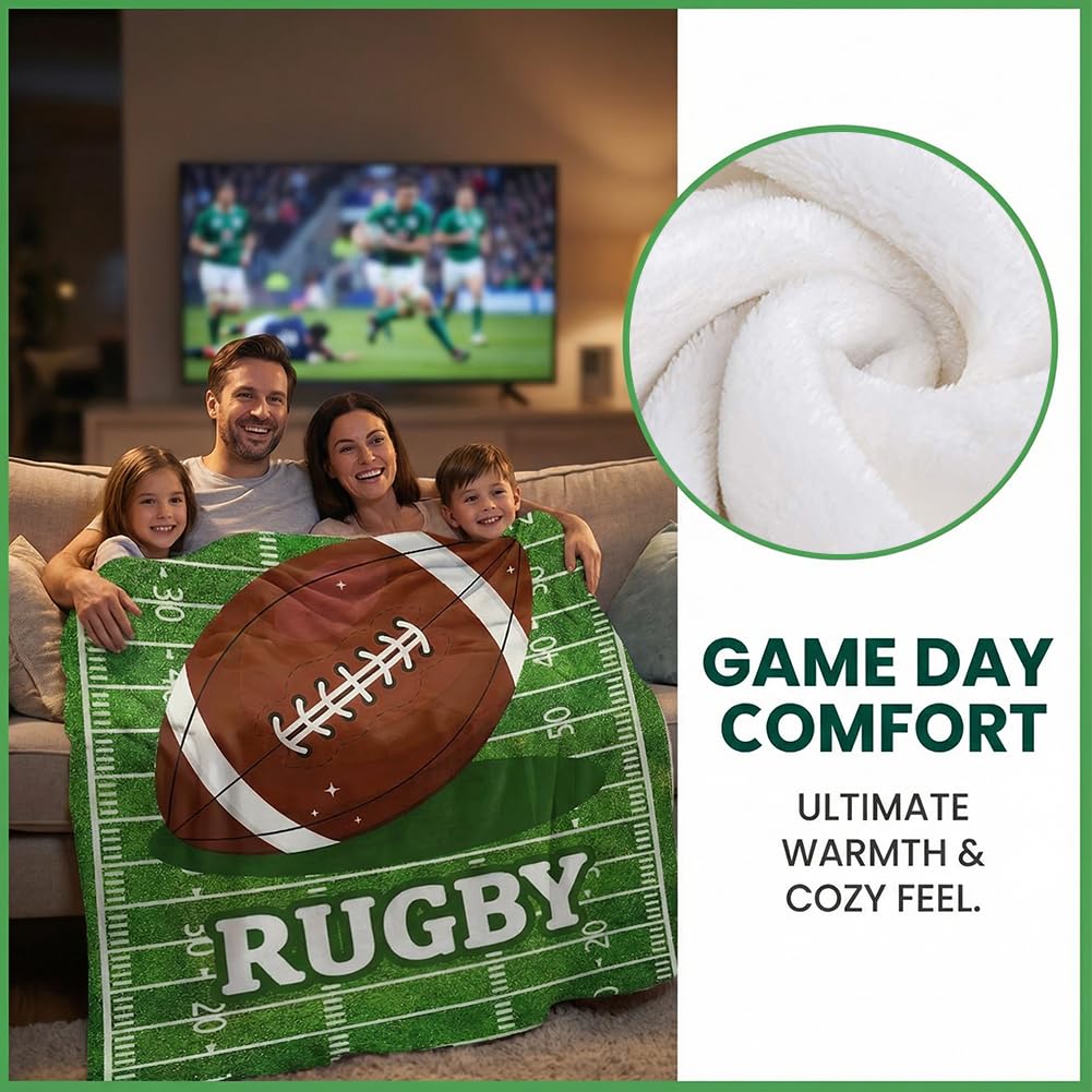 Couverture Rugby Personnalisée Homme Cadeau Entraîneur Football Anniversaire
