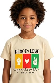 Aeangi Kids Juneteenth T-Shirt Black History Month Freedom DayShirt for 4-8Years Boys Girls (US, Age, 4 Years, Khaki)