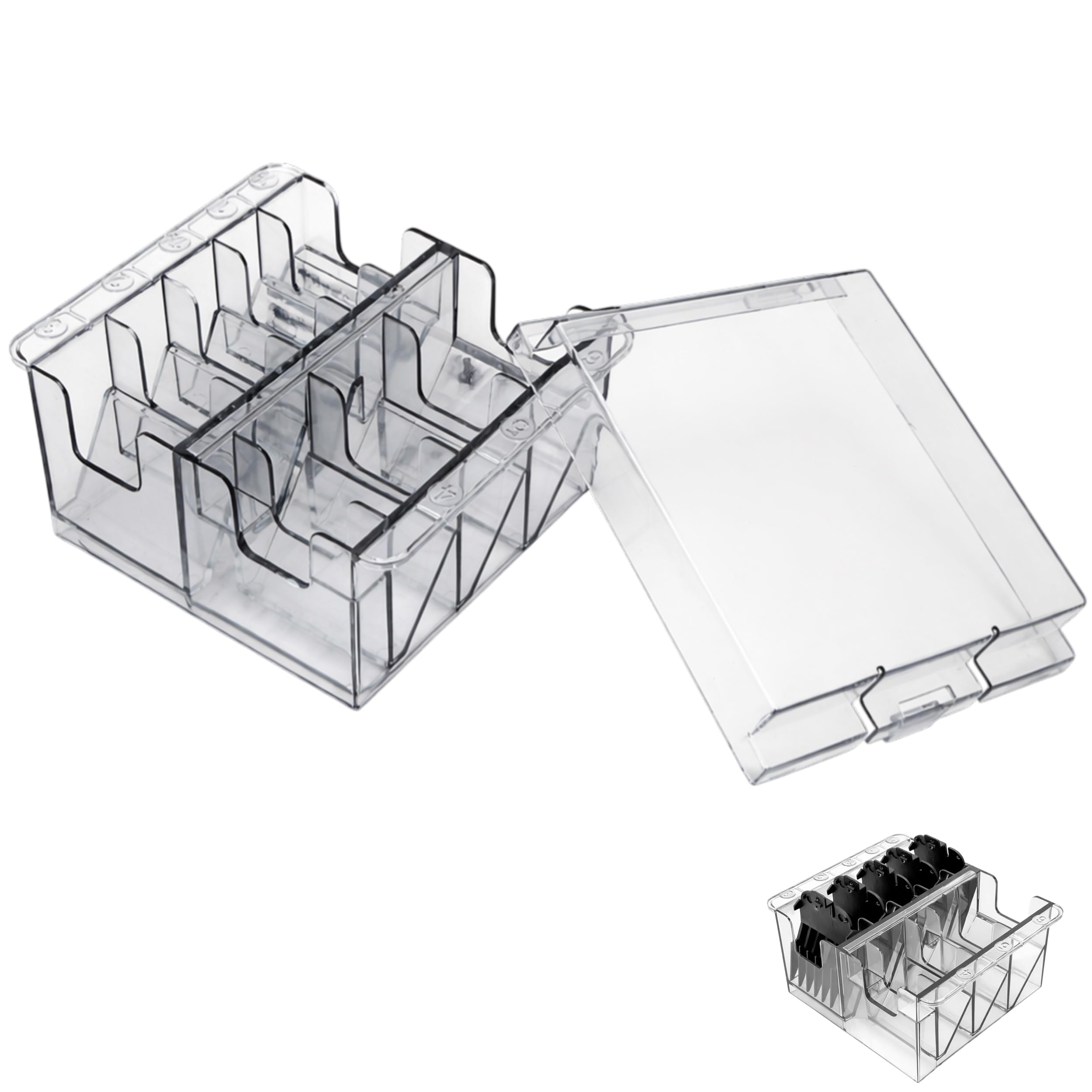Clipper Blade Holder Organizer with Lid, Clipper Guard Comb Holder for 8 Blades Plastic Storage Case Rack