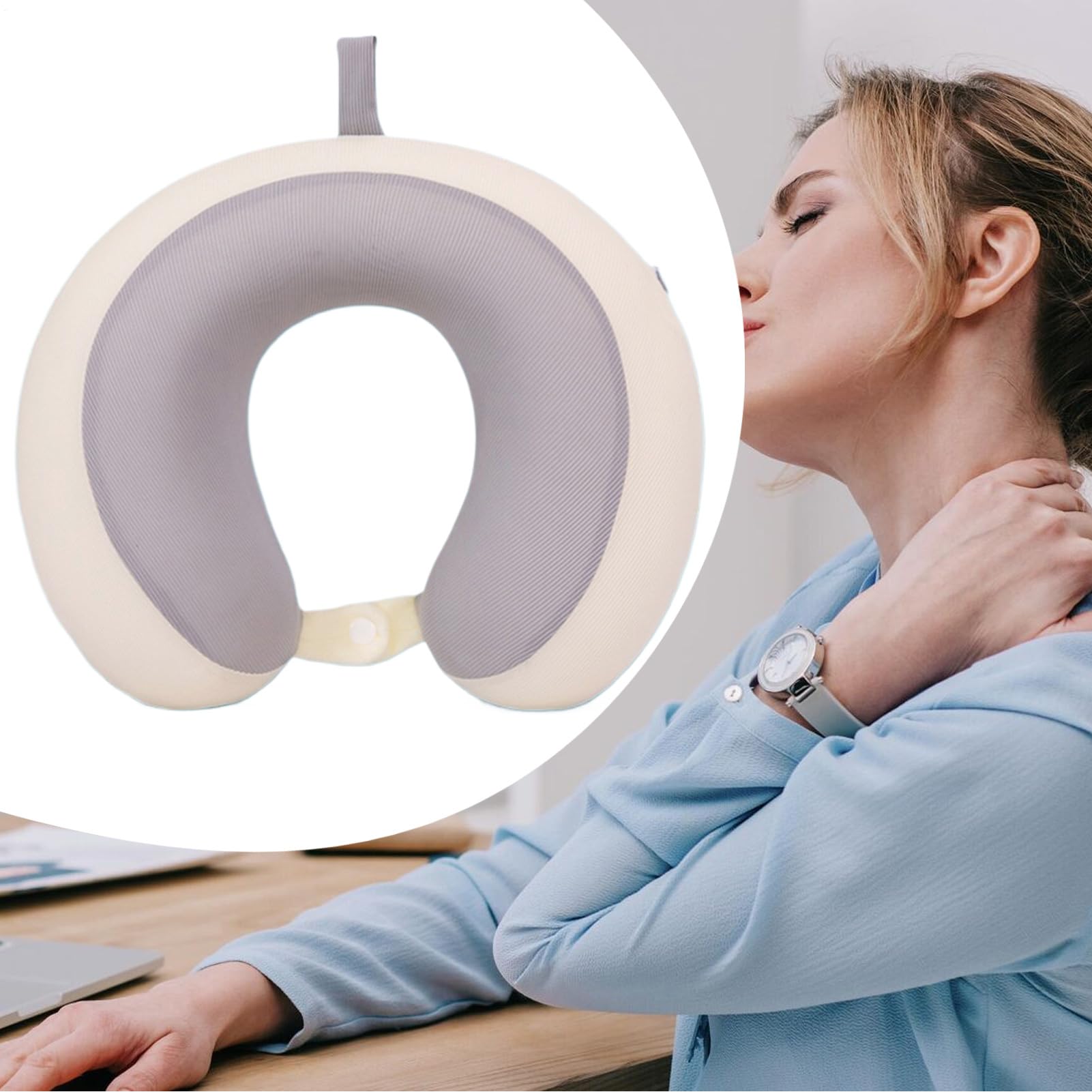 Cuscino Da Viaggio Cervicale Seta Ghiaccio Ergonomico Traspirante | Cuscino da viaggio a forma di U per aereo Campeggio, Affari, , Uomini, Donne, Adulti, Famiglia,