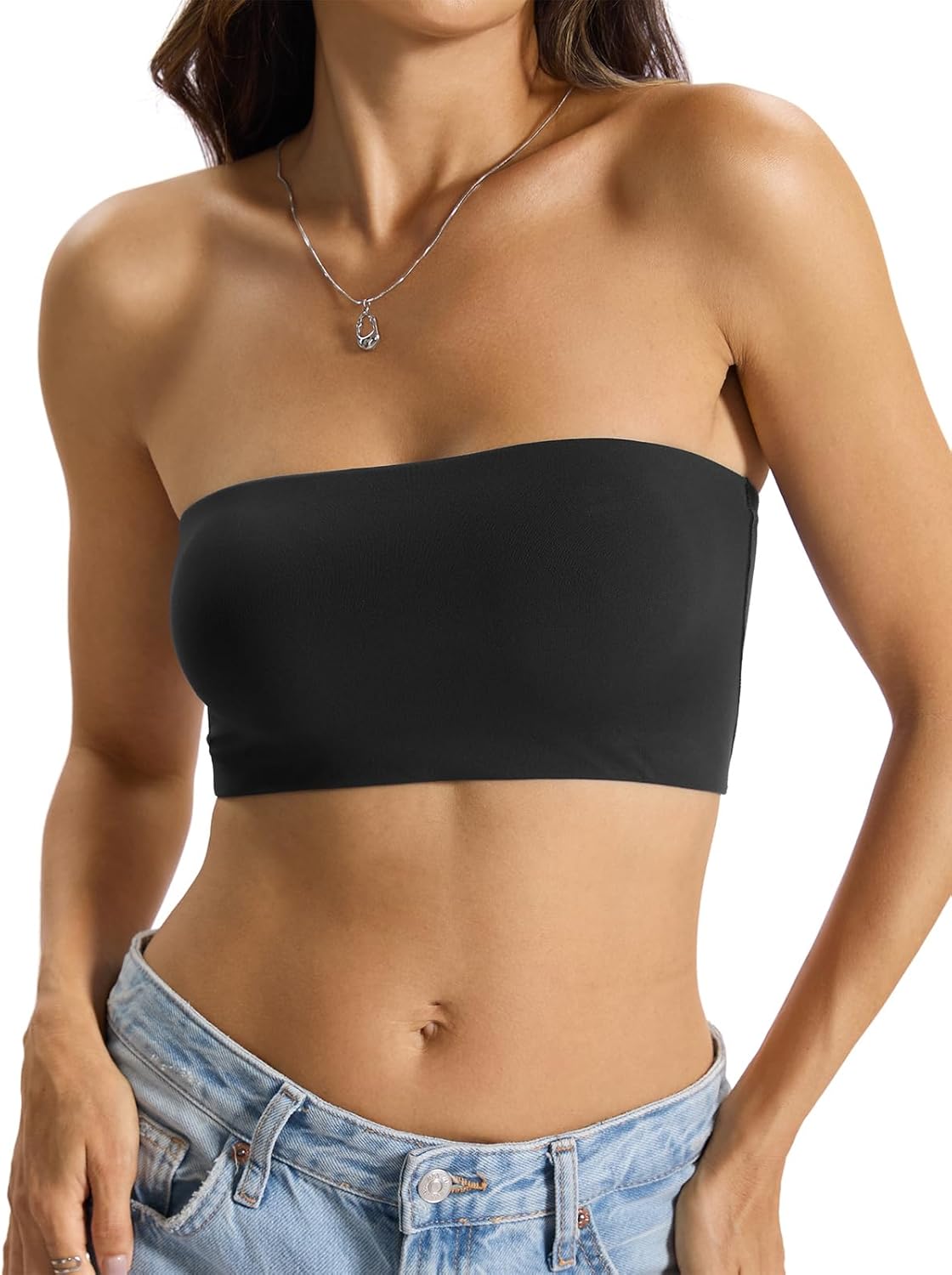 Womens Double Lined Tube Tops Crop Tank Top Non-Padded Strapless Bandeau Shirts Sexy Going Out Tops Summer 2026