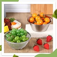 Vista 7 de Baderke 2 Pcs Mini Colander & Food Strainer 304 Stainless Steel Small Mixing Colanders Bowl Rice Strainer for Kitchen Cooking Fruit Washing