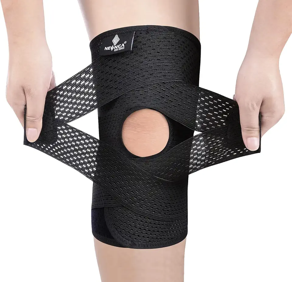 Meniskusriss 1 NEENCA Kniestütze für Knieschmerzen, Kompressions Kniebandage mit Luftgitterstoff, einstellbare Kniepackung mit Seitenstabilisatoren, ultra-weicher Verband für Meniskusriss,ACL,Gehen,Arthritis Relief