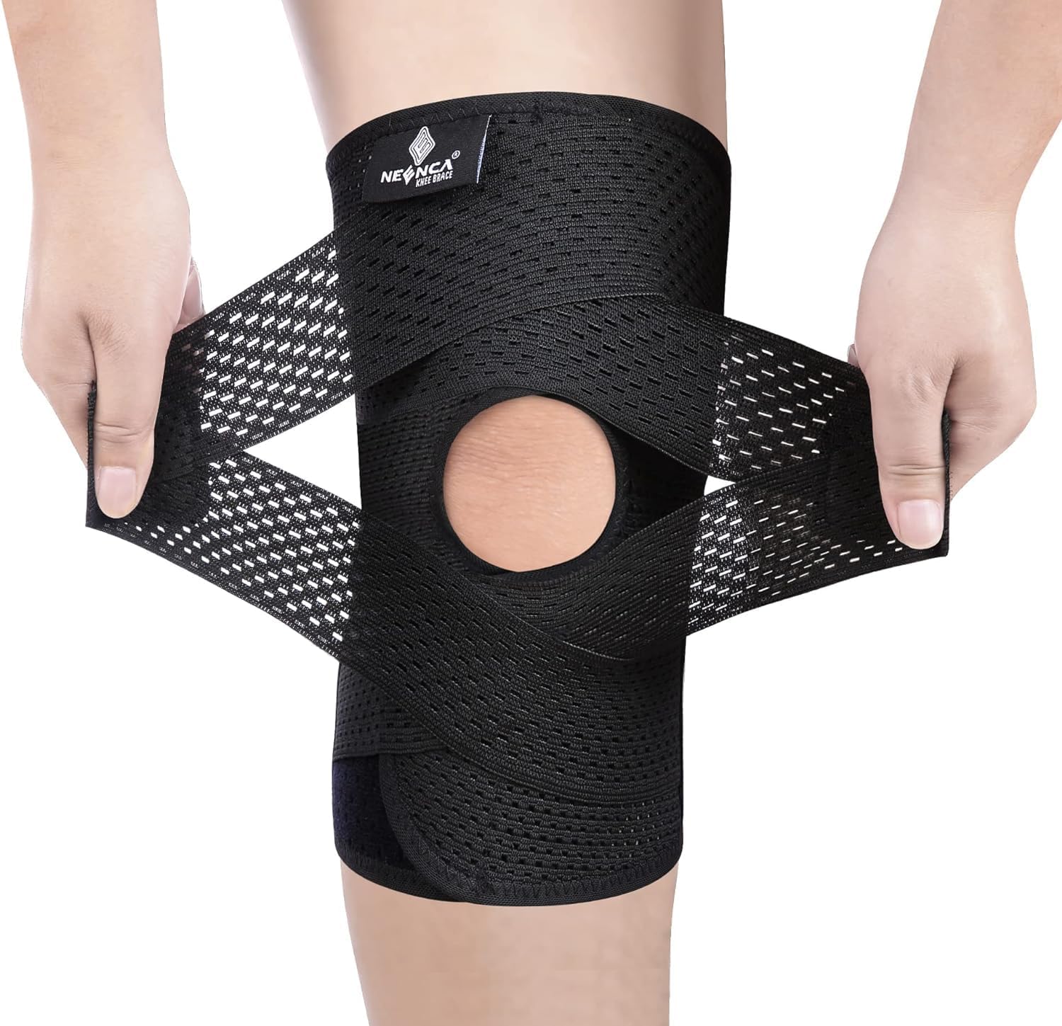 NEENCA Kniestütze für Knieschmerzen, Kompressions Kniebandage mit Luftgitterstoff, einstellbare Kniepackung mit Seitenstabilisatoren, ultra-weicher Verband für Meniskusriss,ACL,Gehen,Arthritis Relief