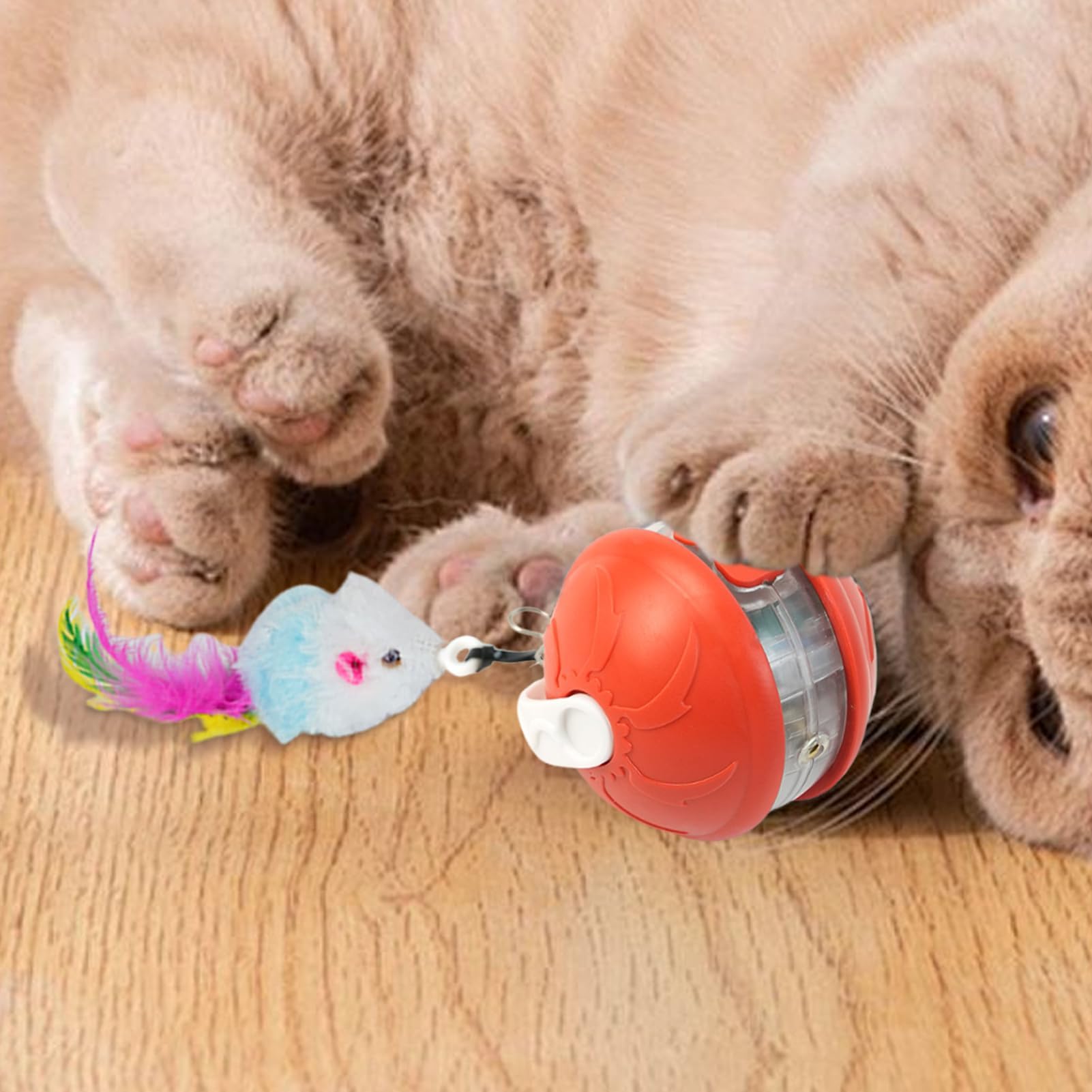 Juguetes para Gatos， Juguetes Inteligentes for Gatitos Bolas Automáticas | Accesorios de Entrenamiento Ejercicio for Mascotas Seguros y silenciosos(Red)