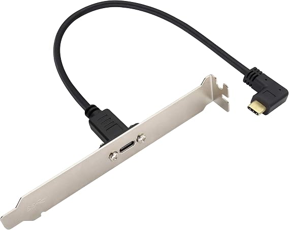 Right&Left Angled 3.1Type C Cable Gen 2 (3A) 90 Degree USB 3.1 Type C Male to Female Panel Mount Screw Cable,Supports Charging,Data,Audio,Video Cable for Laptop,Tablet,Mobile Phone(0.3M/1ft)