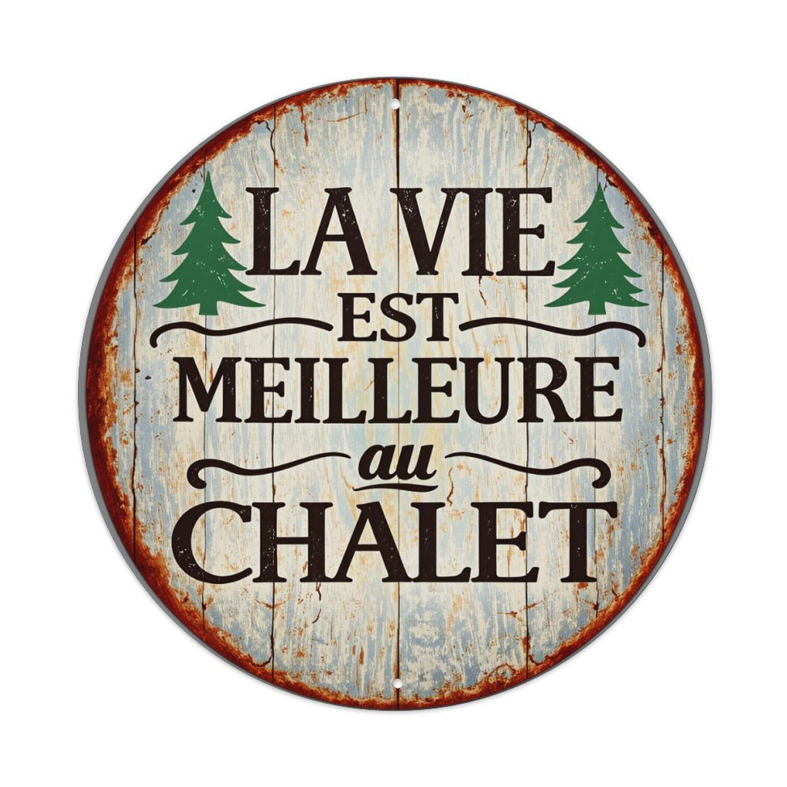 Life Is Better At The Cabin Round Tin Sign Vintage Metal Poster, Home Bar Garage Man Cave Cafe Indoor & Outdoor Wall Decoration 8x8Inches