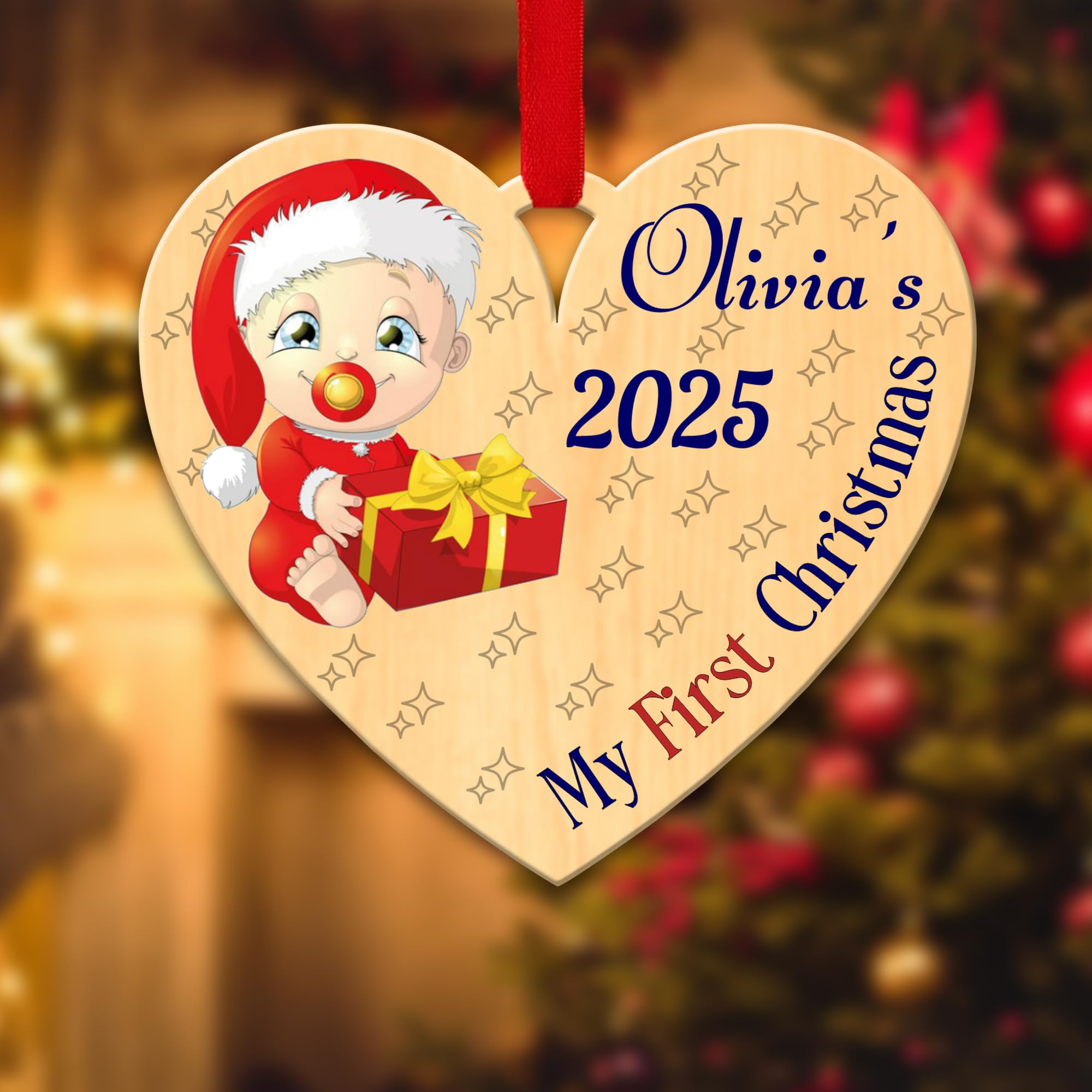 Kreatesquare Design-12 Personalised Christmas Tree Decorations Baubles For Kid's First With Custom Name | Acrylic Xmas Tree Decoration Hanging Ornaments | Personalised Bauble Gifts For Xmas Decorations