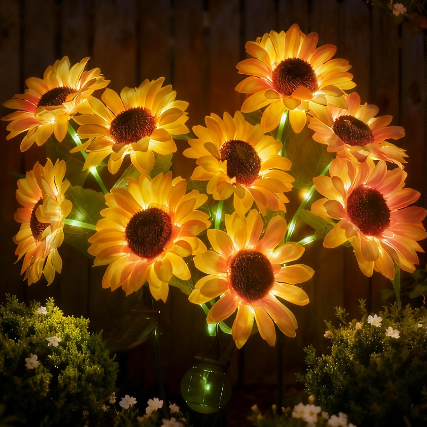 Solar Sunflower Lights Outdoor Garden Decor, 2 Lighting Mode Solar Powered Flowers Light Waterproof Garden Ornaments for Yard Patio Backyard Path Fence, Birthday Gifts for Women Mom Friends(3 Pack)