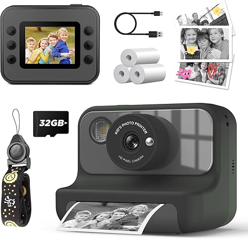 Cámara de impresión instantánea para niños, cámaras de video digital 1080P, regalos de cumpleaños de Navidad, juguetes para niños de 3 a 12 años,