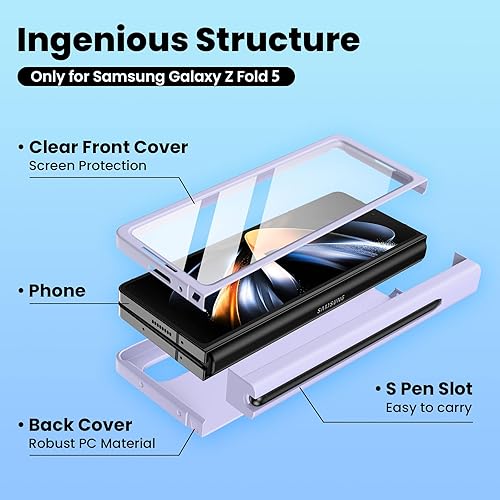 Miniatura 2 de ZCDAYE Funda para Samsung Galaxy Z Fold 5, Samsung Galaxy Z Fold 5 con soporte para bolígrafo, protección de bisagra, funda protectora de cuerpo