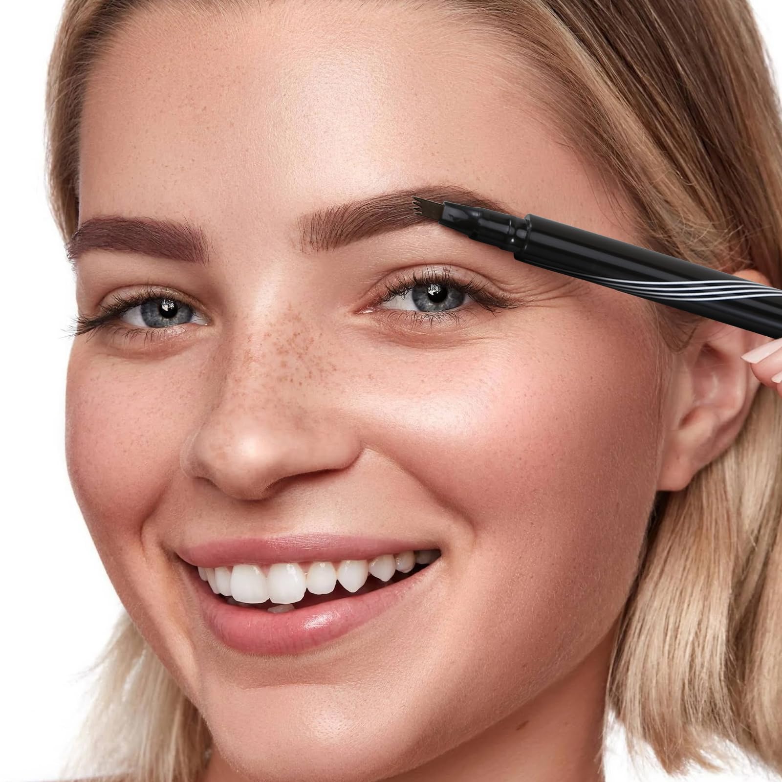 Boobeen Waterproof Eyebrow Pen-Micro Tip Eyebrow Pencil, Liquid Eyebrow Fork Tip Pen, Crea Sopracciglia 3D Naturali, Lunga Durata