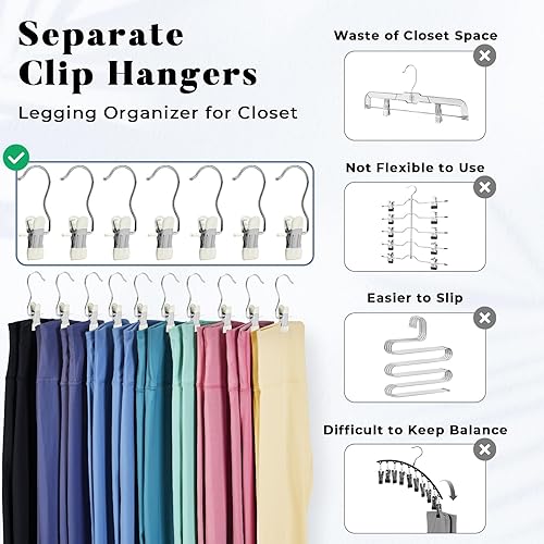 Miniatura 2 de Organizador de armario y clips de almacenamiento, paquete de 20 unidades, organizador de leggings para armario, pantalones de yoga, ganchos