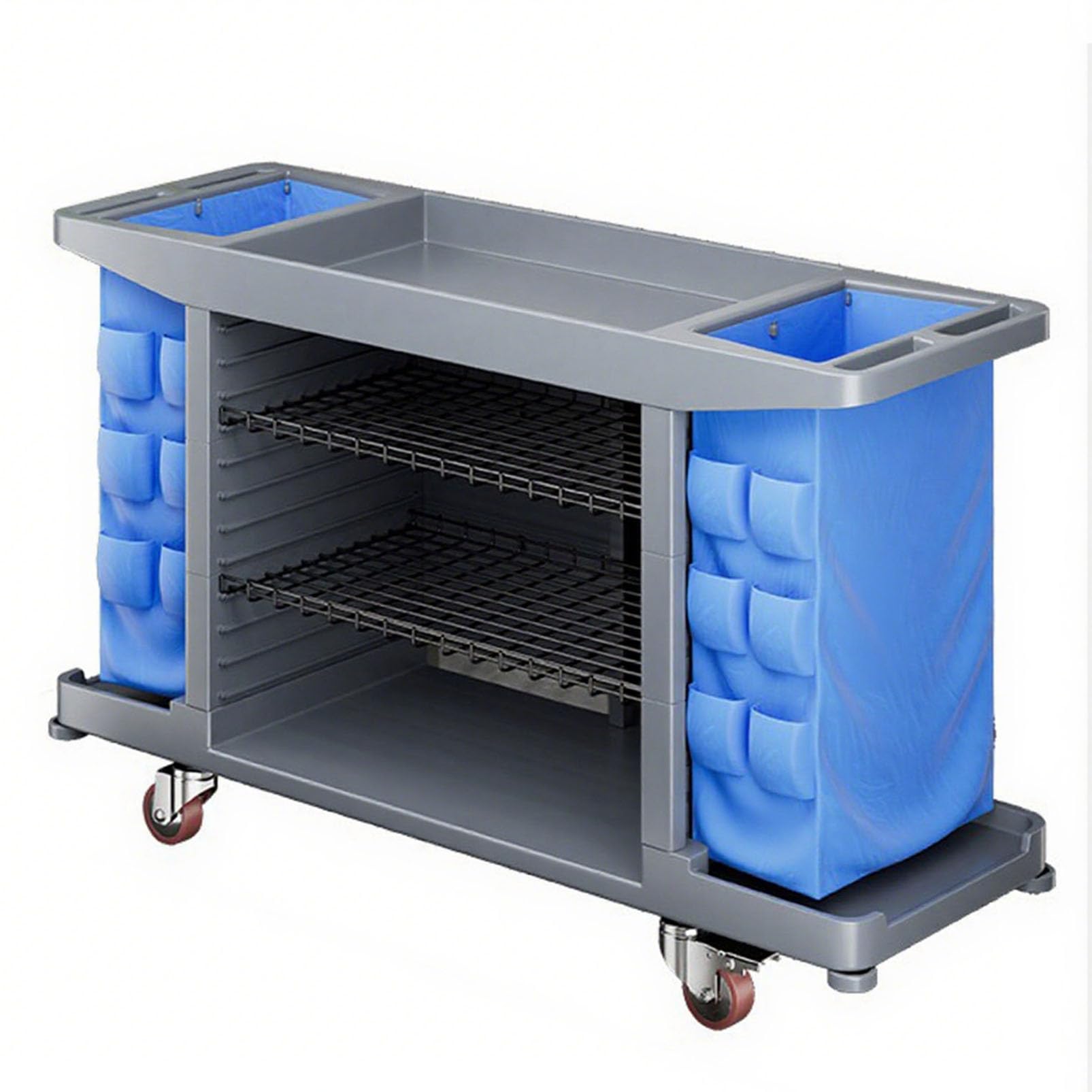 Carrito de limpieza resistente, organizador de limpieza grande para servicio de habitaciones, limpieza y lavado, ideal para escuelas, oficinas y empresas de limpieza