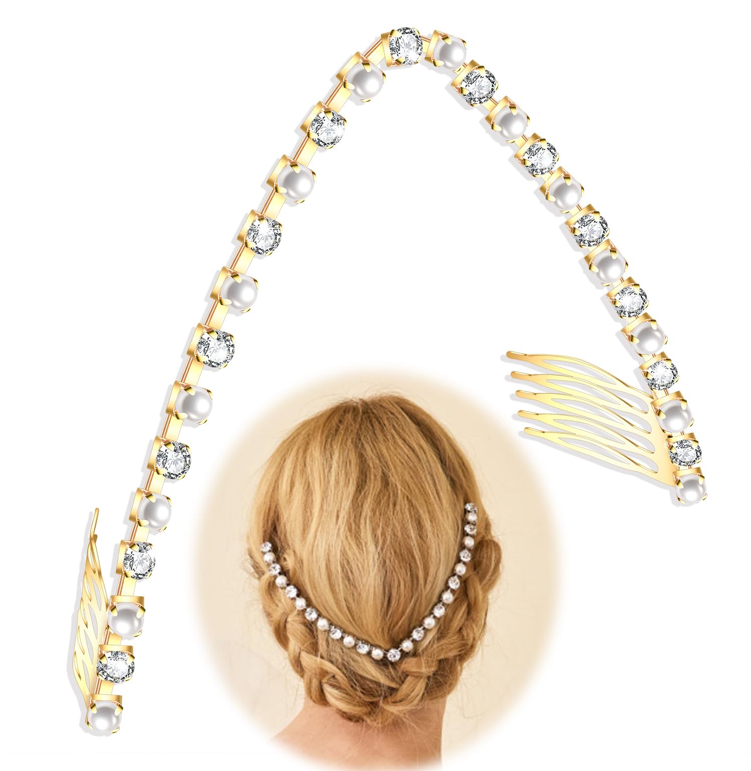 VERSACE Versace Ribbon Rhinestone Hairpin Hair Pick Accessory Metal Women\'s Gold Pink Embellished hairpin Versace - Vitkac Denmark main image 2